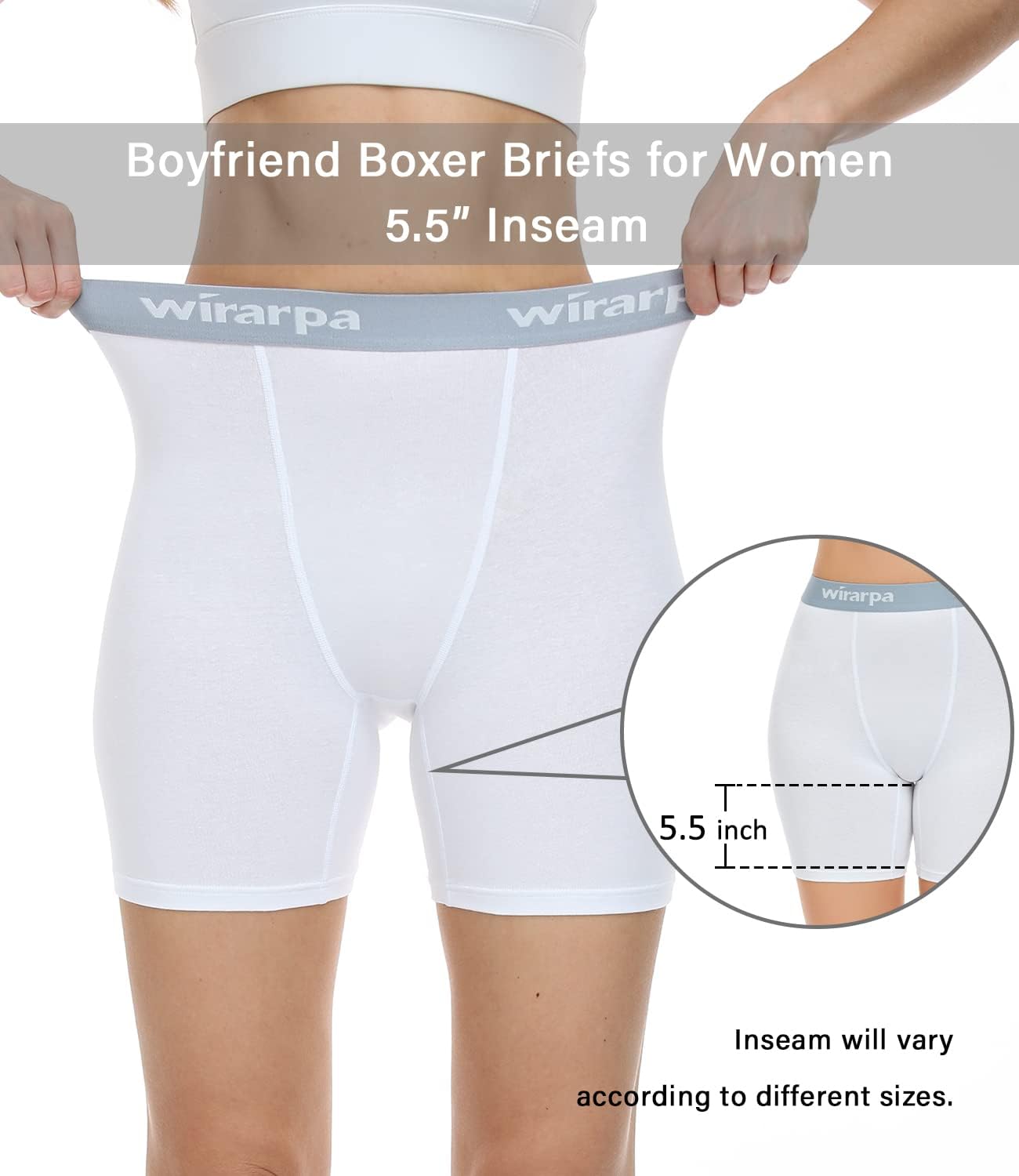 wirarpa Women's Boxer Briefs Cotton Underwear Anti Chafing Boy Shorts Panties 5.5" Inseam 4 Pack - Image 7