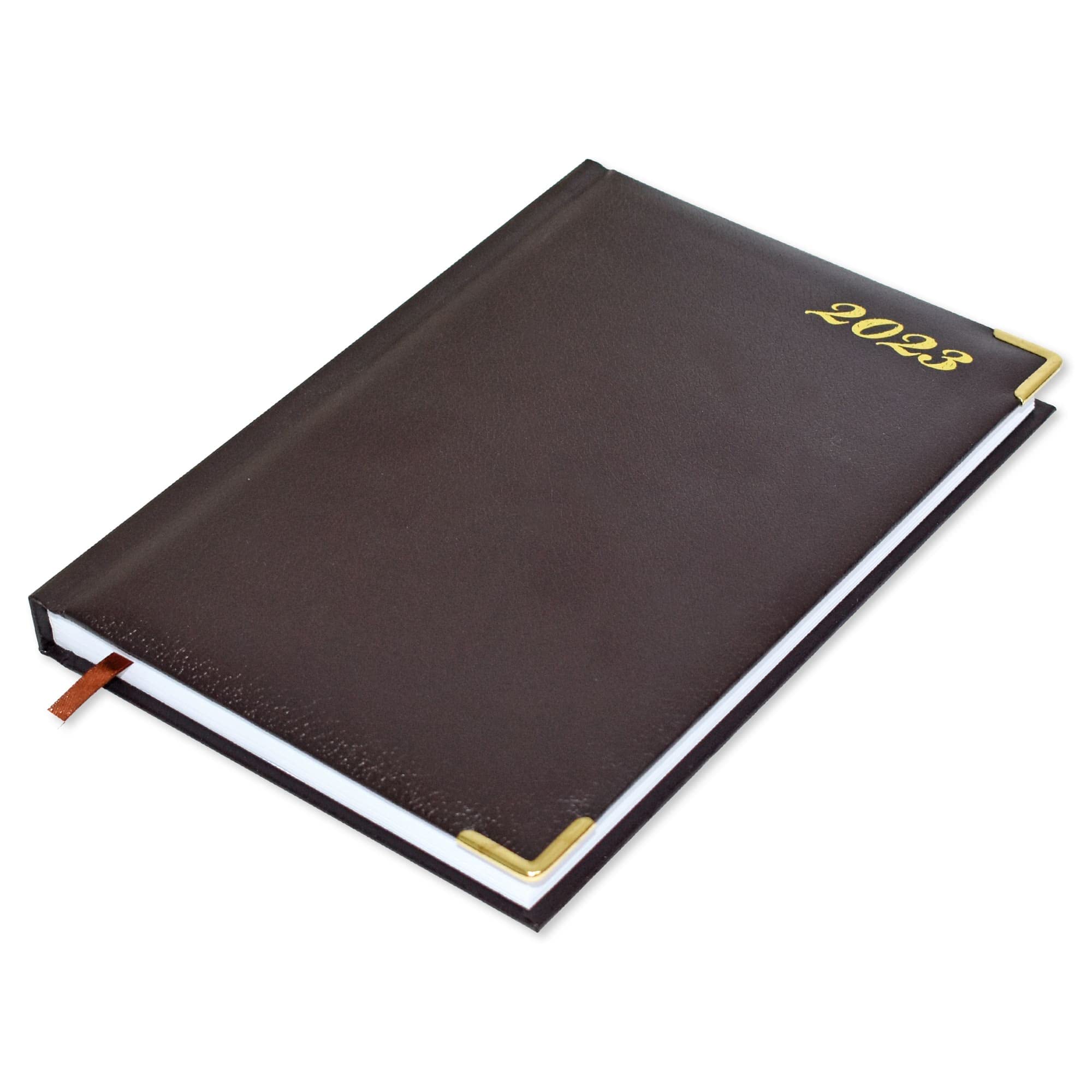 FIS 2023 A5 Diary,Gold Corenrs,English Vinyl 1Side Padded Chocolate -FSDI22E23CH