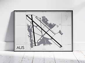 Modern Poster of Robert Mueller Municipal Airport Aus | 11x17 12x18 16x24 24x36 Unframed Print Wall Art | Minimal Traveler Gift | Minimalist Home Office Decor