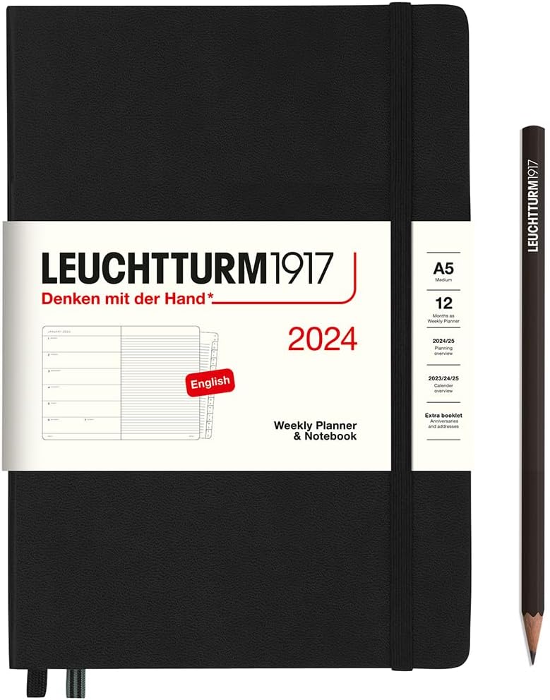 LEUCHTTURM1917 - Weekly Planner & Notebook 2024 with extra booklet, Hardcover, Composition (B5), Lilac (Jan 1 - Dec 31, 2024)
