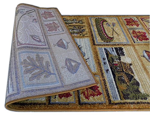 Masada Rugs Nature Area Rug Runner Wildlife And Cabin Scene (2 Feet 2 Inch X 7 Feet 2 Inch) #TOP4