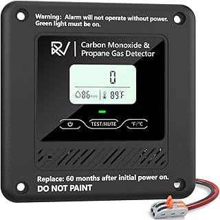 4-in-1 Upgraded RV Carbon Monoxide and Propane Detector, Replace The Old RV Gas Detector #31011,2 in 1 Dual CO/LP Gas Alarm with Temperature & Humidity,100dB Loud Alert,12V DC,Flush Mount-Black