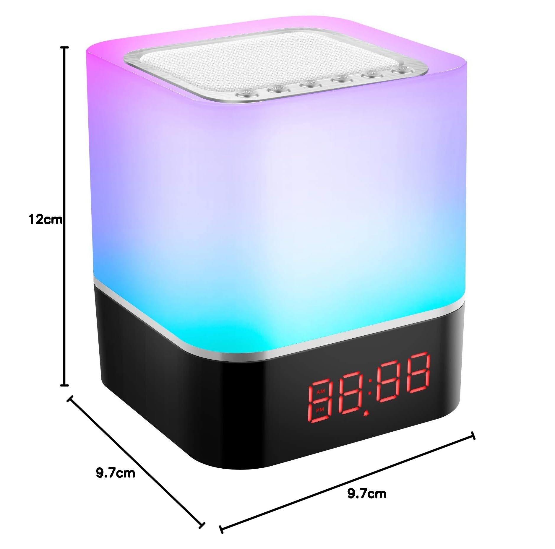 Głośnik Bluetooth 5 w 1 ze światłem, budzik świetlny RGB, zmiana kolorów, lampka nocna, dotykowa, ściemniana, budzik cyfrowy z USB, zestaw głośnomówiący, odtwarzacz MP3, fajne rzeczy dla