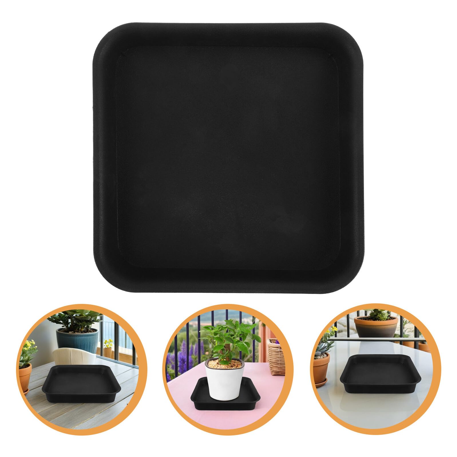 Kichvoe Quadratische Untersetzer für Blumentöpfe 4 Stück 38cm Kunststoff | Matte Pflanzschalen Schwarz, Wasserauffangend, Stabiler Halt für Balkon und Garten