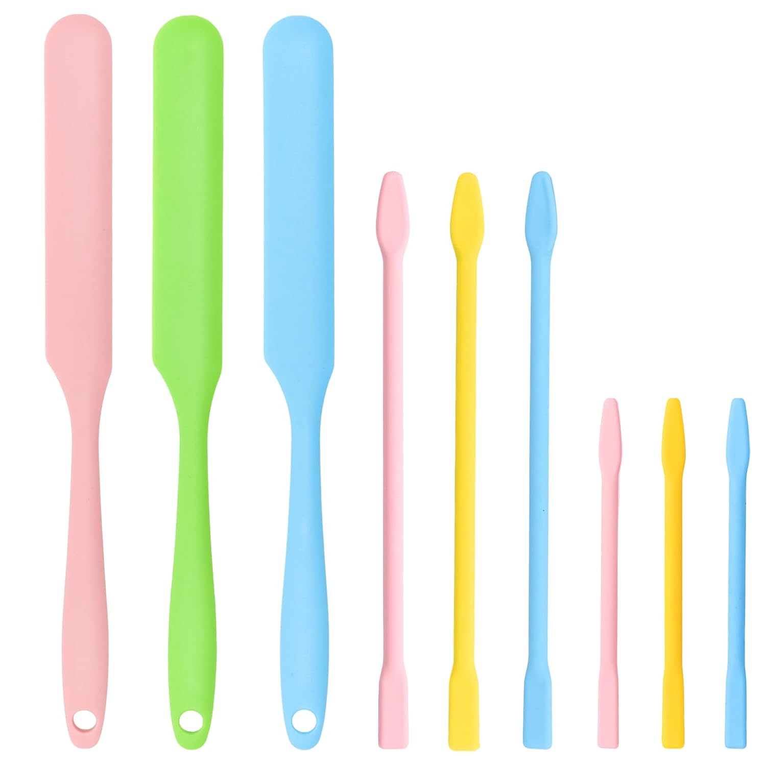 PINE & LINEN 6pcs 2Size Silicone Wax Sticks,Reusable Non-Stick Waxing Applicator Hair Removal Wax Spatulas,Eyebrow Waxing Stick,Mixing Paint Stir Sticks for Salon,Home,Beauty & Crafts