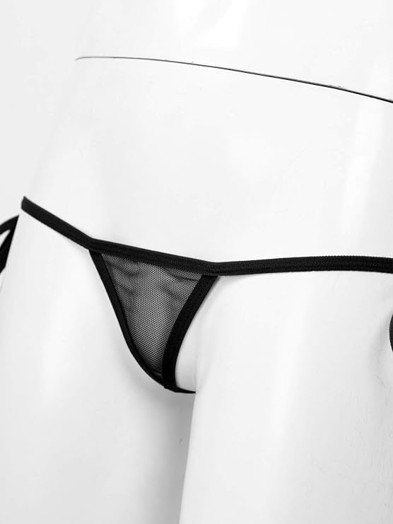 FEESHOW Micro Bikini, Ultra Small Micro Swimsuit, Women's Sexy See-Through Seductive Triangle Bikini, Separate Mini Bra and T Shorts, 2-Piece Set
