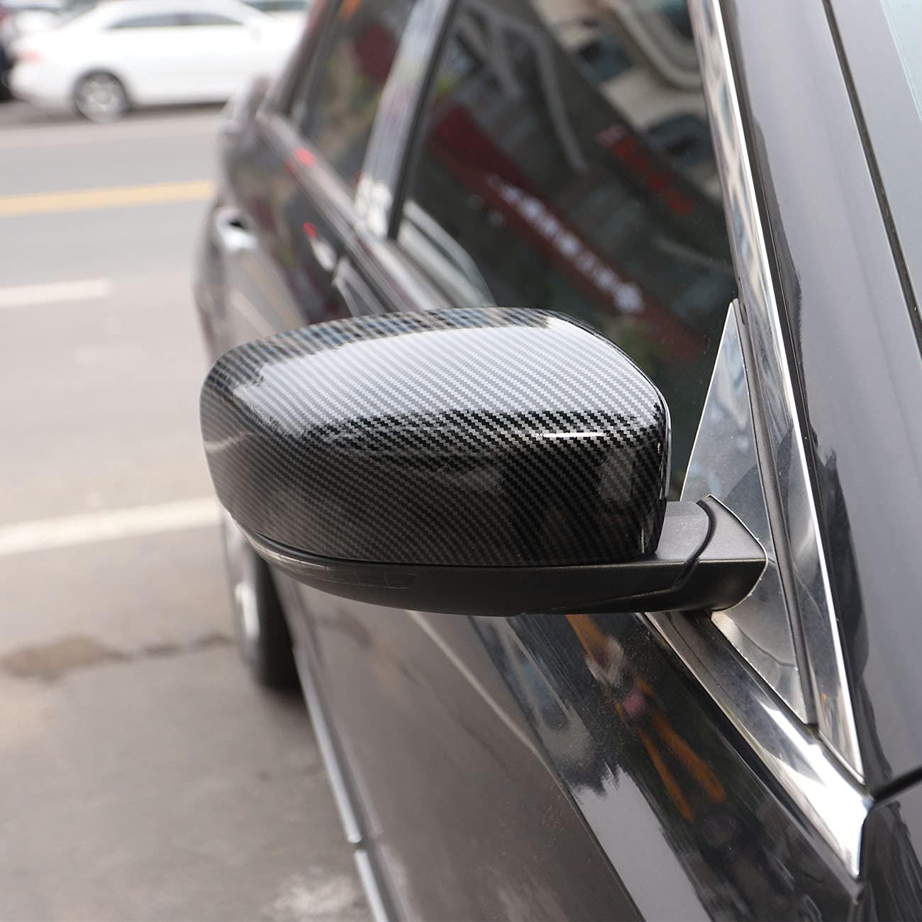 Carbon Fiber Side Door Mirror Cover Trim For 2015-2021 Chrysler 300