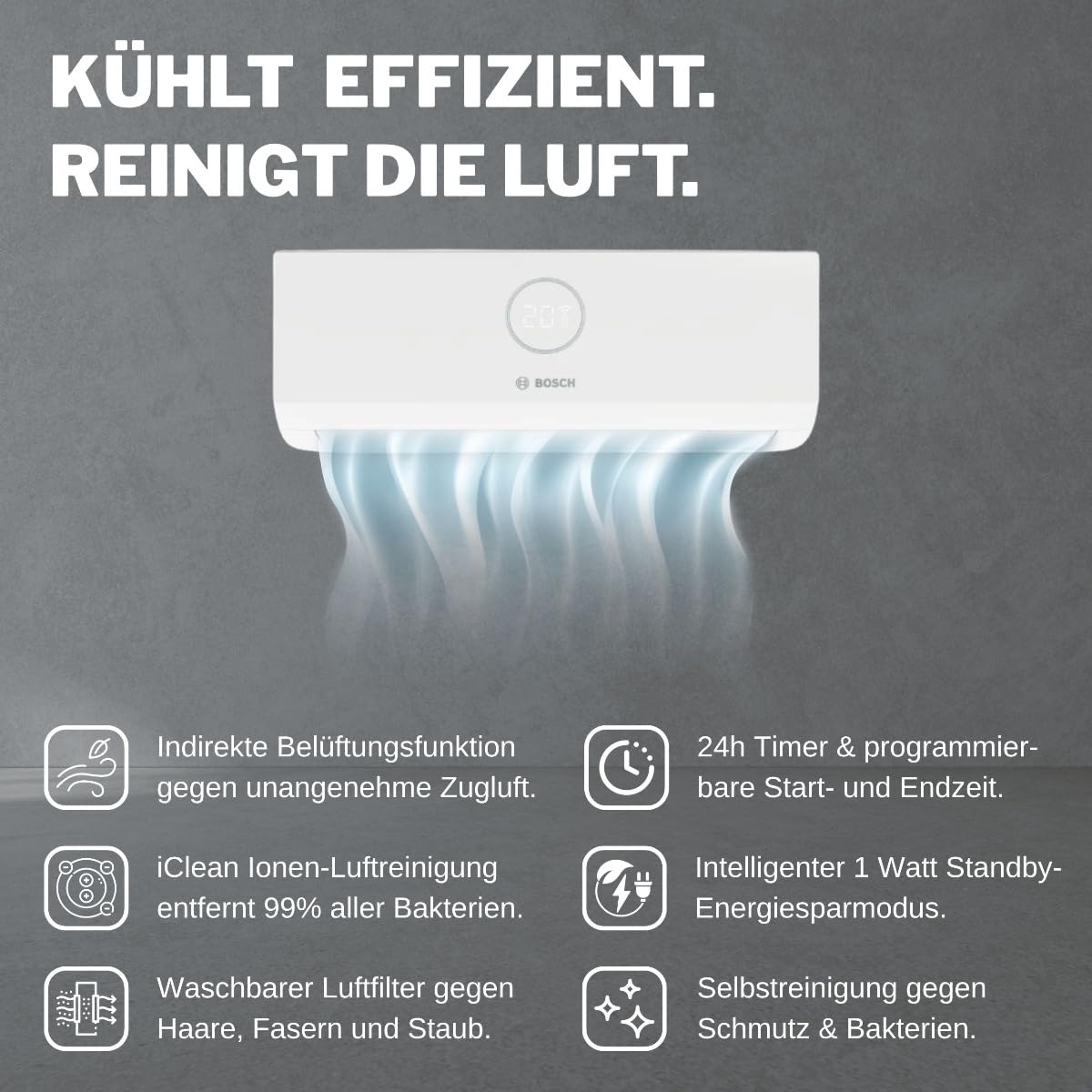 Bosch Aire acondicionado de pared | CL3000iU W 26 E | 2,6 kW