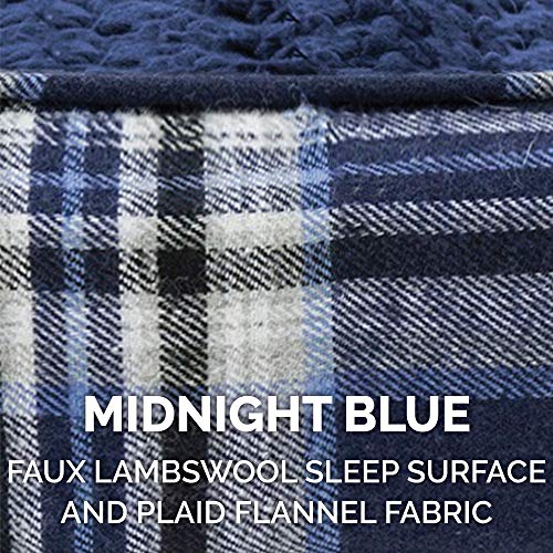 Furhaven Small Orthopedic Dog Bed Sherpa & Plaid Flannel Mattress W/ Removable Washable Cover - Midnight Blue, Small #TOP6