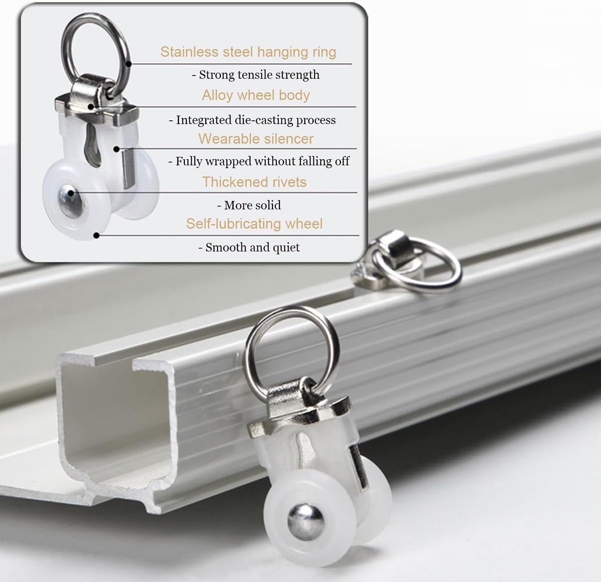 Heavy Duty Double Conjoined Curtain Track Set (Ceiling Mount) Bay Window Ceiling Curtain Rail, Curtain Rod for U Shape L Shape Window Room Divider(White,400cm(4 * 100cm))