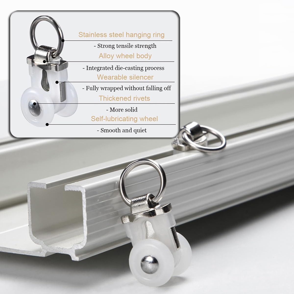 Rail de rideau robuste pour baies vitrées, idéal pour la maison et le bureau, parfait pour les séparateurs de pièce en forme de U et en L, support de montage au plafond inclus