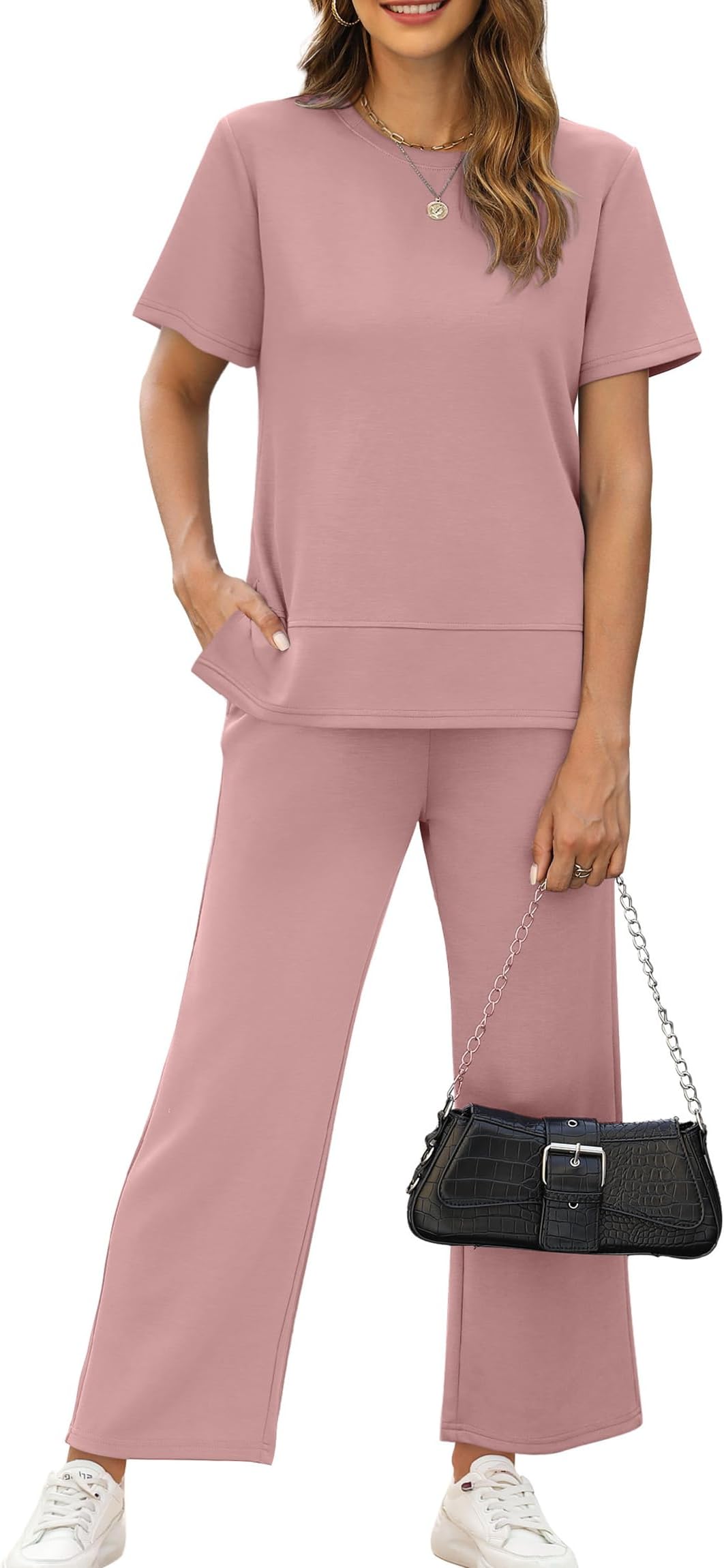 XIEERDUOWomen's 2 Piece Lounge Set Fashion Travel Outfits Vacation Tracksuit Comfy Wide Leg Airport Loungewear S-3XL