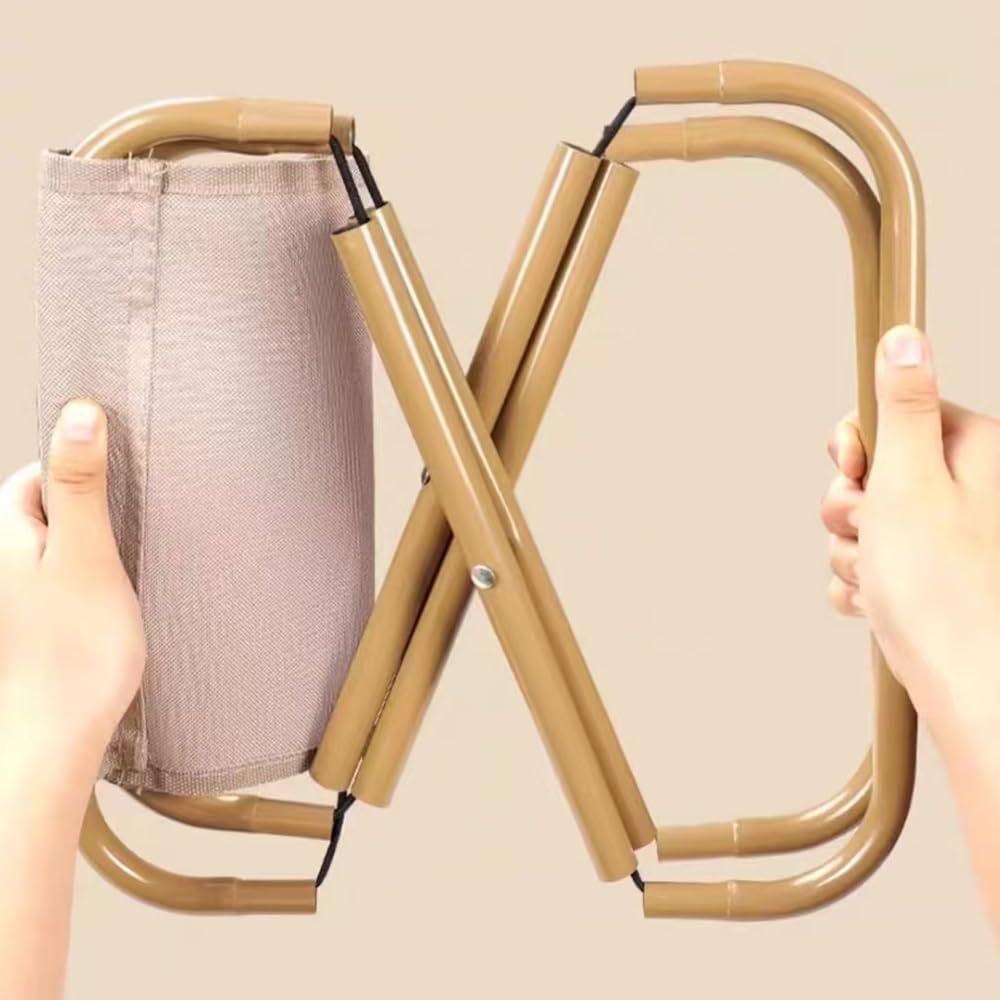 Mini Fishing Stool Portable Folding Chair, Foldable Camping Stool Seat with Bag, Lightweight Compact Stool Outdoor Hiking, Gifts for Fisherman(Khaki,Medium)