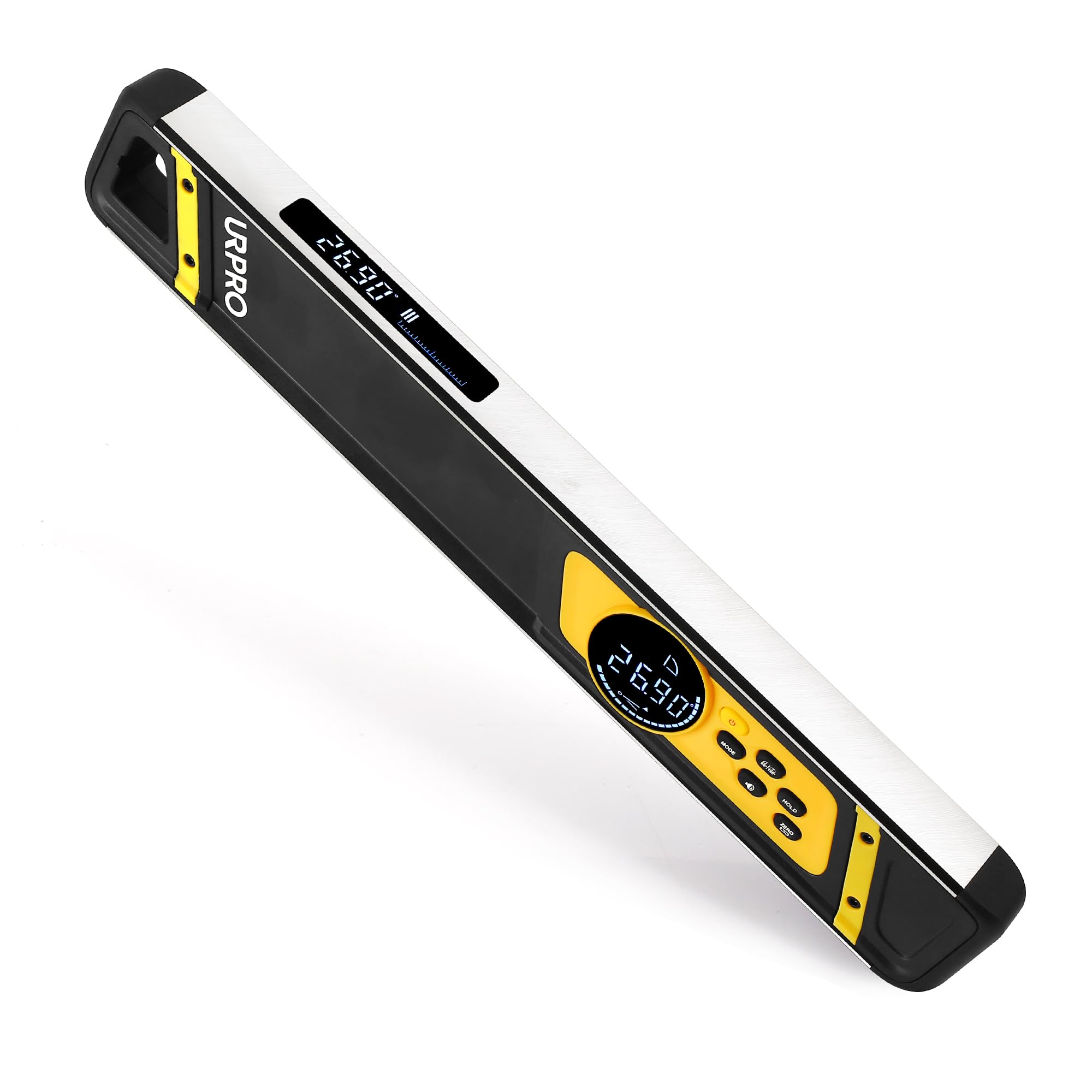URPRO Inclinometer, Digital Torpedo Level and Protractor Neodymium Side & Front Display V-Groove Magnets Display Smart Level IP54 Dust/Water Resistant
