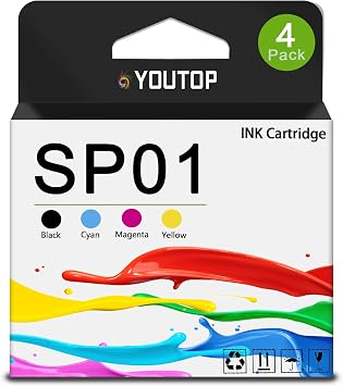 SP01 SP-01 SP-1 Sublimation Ink Cartridge SP01XLBK SP01CS SP01MS SP01YS Ink Cartridge Works for SP-1 Sublimation Inkjet Printer4 Pack