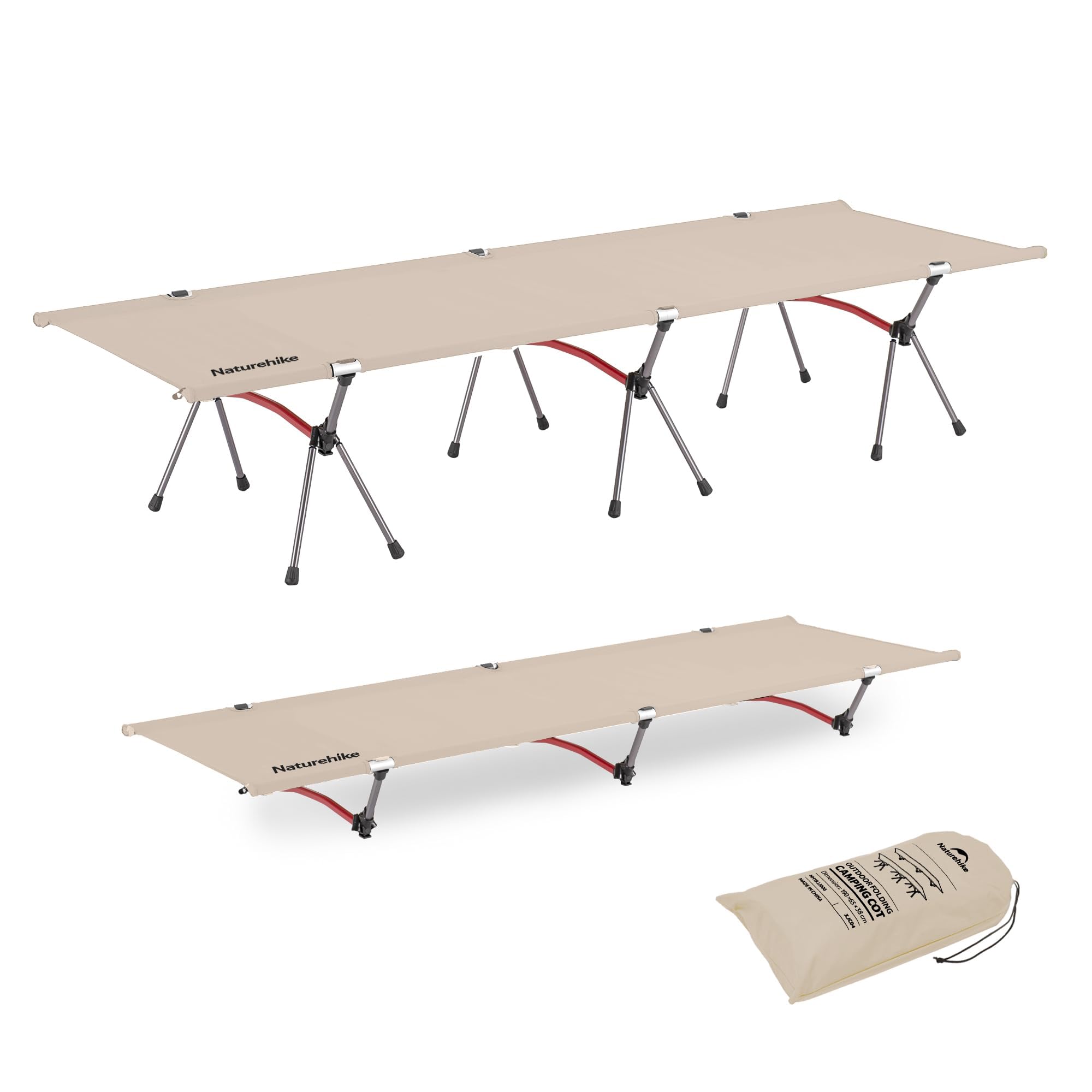 Naturehike Armywild Folding Camping Cot, Portable Camping Cot Bed for Adults, Compact for Outdoor & Indoor use, Camping, Hiking, Lightweight, Heavy Duty Support 330 Lbs