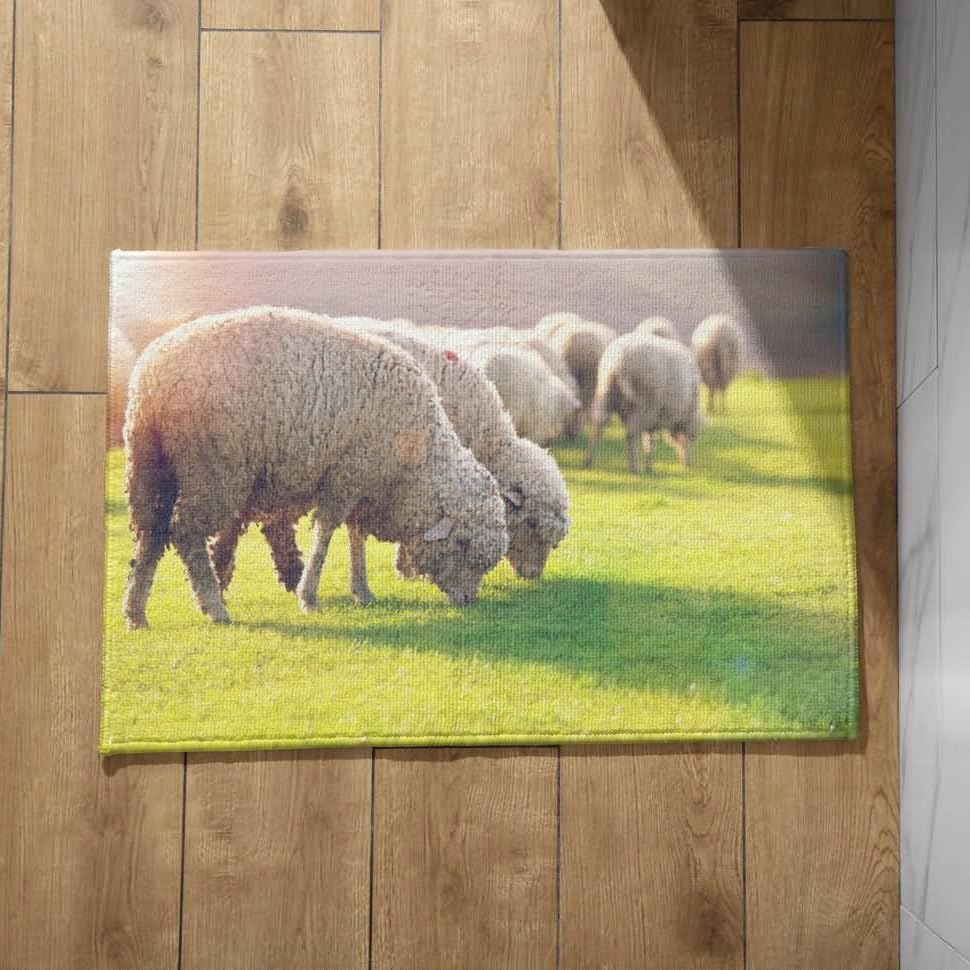 Paillasson personnalisé mouton grand tapis de porte coton 50x80cm