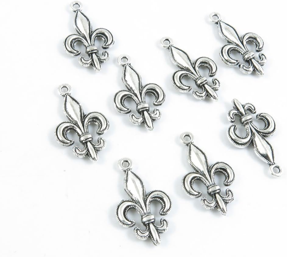 660 Pieces Antique Silver Tone Jewelry Making Charms Supply ZY3396 Fleur De Lis Iris Lily