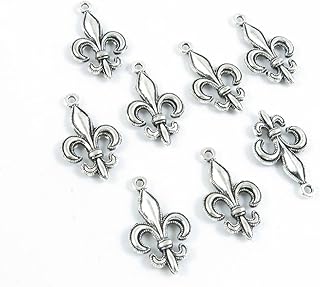 30 Pieces Antique Silver Tone Jewelry Making Charms Supply ZY3396 Fleur De Lis Iris Lily
