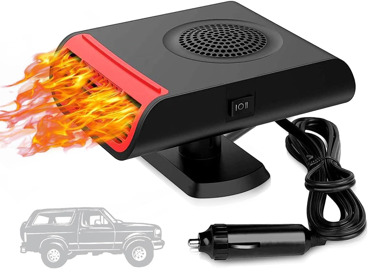 Chauffage De Voiture Portable 12V - Dégivrage Et Désembuage Rapides - Prise Allume-cigare - Base Rotative 360° - Pour Voiture, SUV, Camion - Puissance 150W
