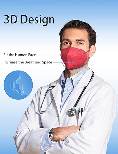 Miniatura 5 de HUHETA Mascarillas KN95 100 unidades, mascarillas KN95 protectoras transpirables de 5 capas para adultos envueltas individualmente, multicolor