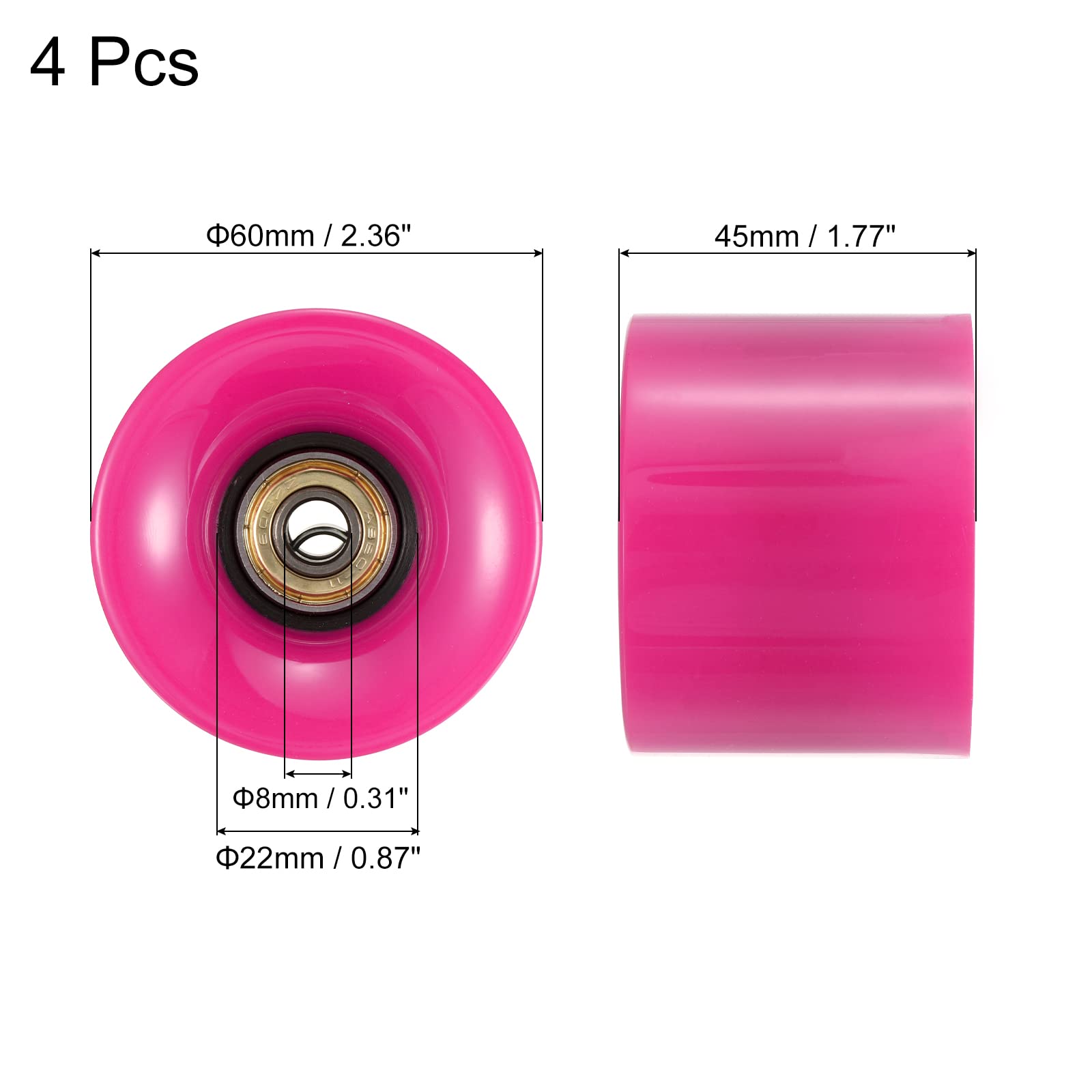 PATIKIL Skateboard Rollen mm mit Lager ABEC- Straße Wheels Räder für Skateboards Cruiser Räder Mini-Board Ersatz A Schwarz Goldton