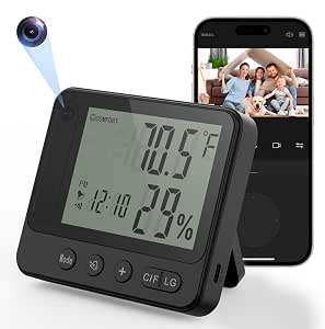 4K WiFi Hidden Camera Clock with Hygrometer & Thermometer