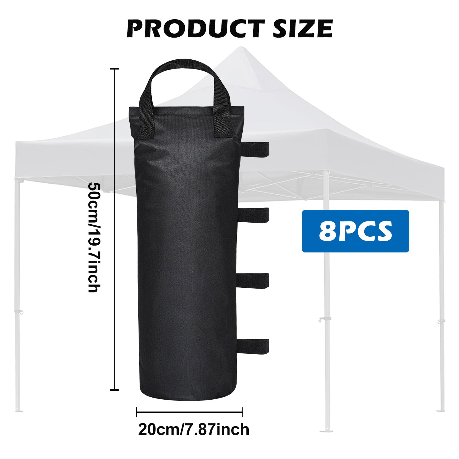Lot de 8 sacs de sable pour pavillon - À remplir - En Oxford épais - Lestage - Double couture - Haute performance - Pour tonnelle, tente, parasol