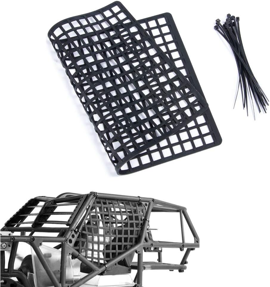 RCLions Rubber RC Car Window Net, Luggage Net Vehicle Scale Accessories for 1/10,1/8 RC Crawler Car (Black)