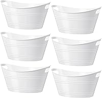 Vista 14 de Patelai 6 Piezas Cubos de Hielo, Cubos de Hielo de Plástico con Asas, Tina de Almacenamiento Ovalada, Tina de Bebidas de Gran Capacidad