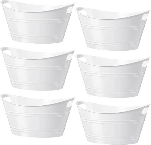 Miniatura 15 de Patelai 6 cubos de hielo a granel, cubos de hielo de plástico con asas, bañera de almacenamiento ovalada, bañera de bebida de gran capacidad