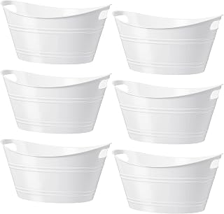 Patelai 6 Pcs Plastic Ice Buckets with Handles,4.5 Liter,White
