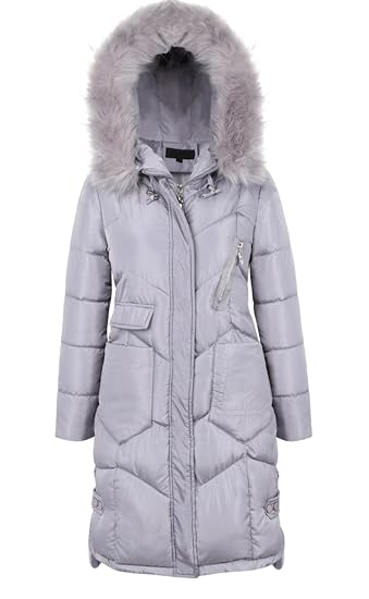 Buy frawirshau Women's Winter Coats with Fur Hood Plus Size Down Parka  Puffer Jacket Gray XS at Amazon.in