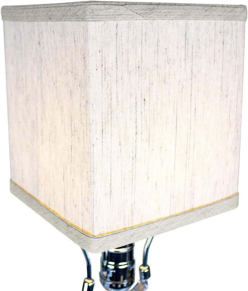 6x6x7 Textured Oatmeal Square Drum Lampshade Linen - Perfect for small table lamps, desk lamps, and accent lights -Medium, Textured Oatmeal Linen