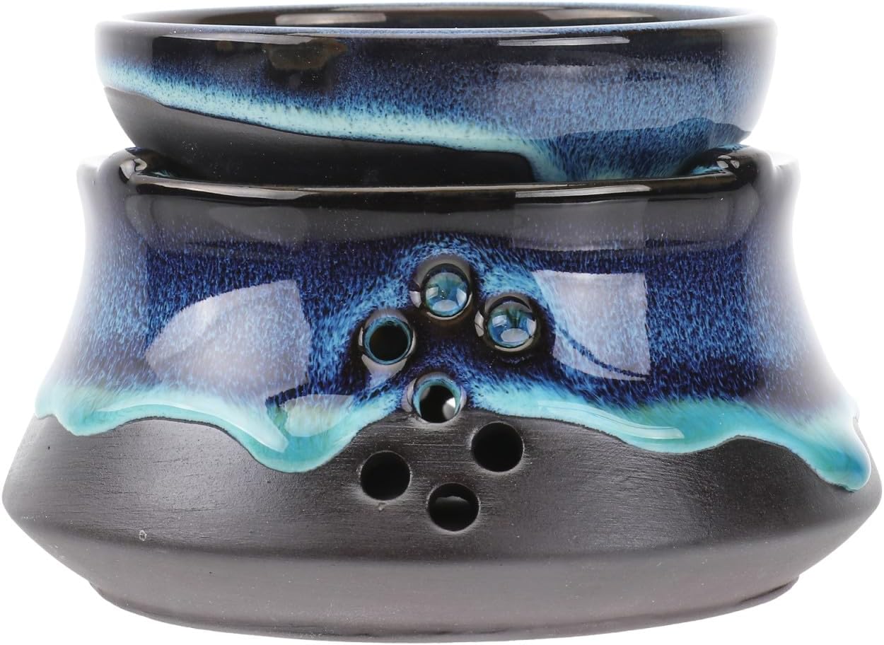 DOITOOL 1pc Tea Warmer Teapot Warmer Dish Heater Tea Light Heater Food Warmer Electric Teapot Warmer Essential Oil Warmer Teaware Accessories Vintage Teapot Heater Stone Stove Blue Brandy