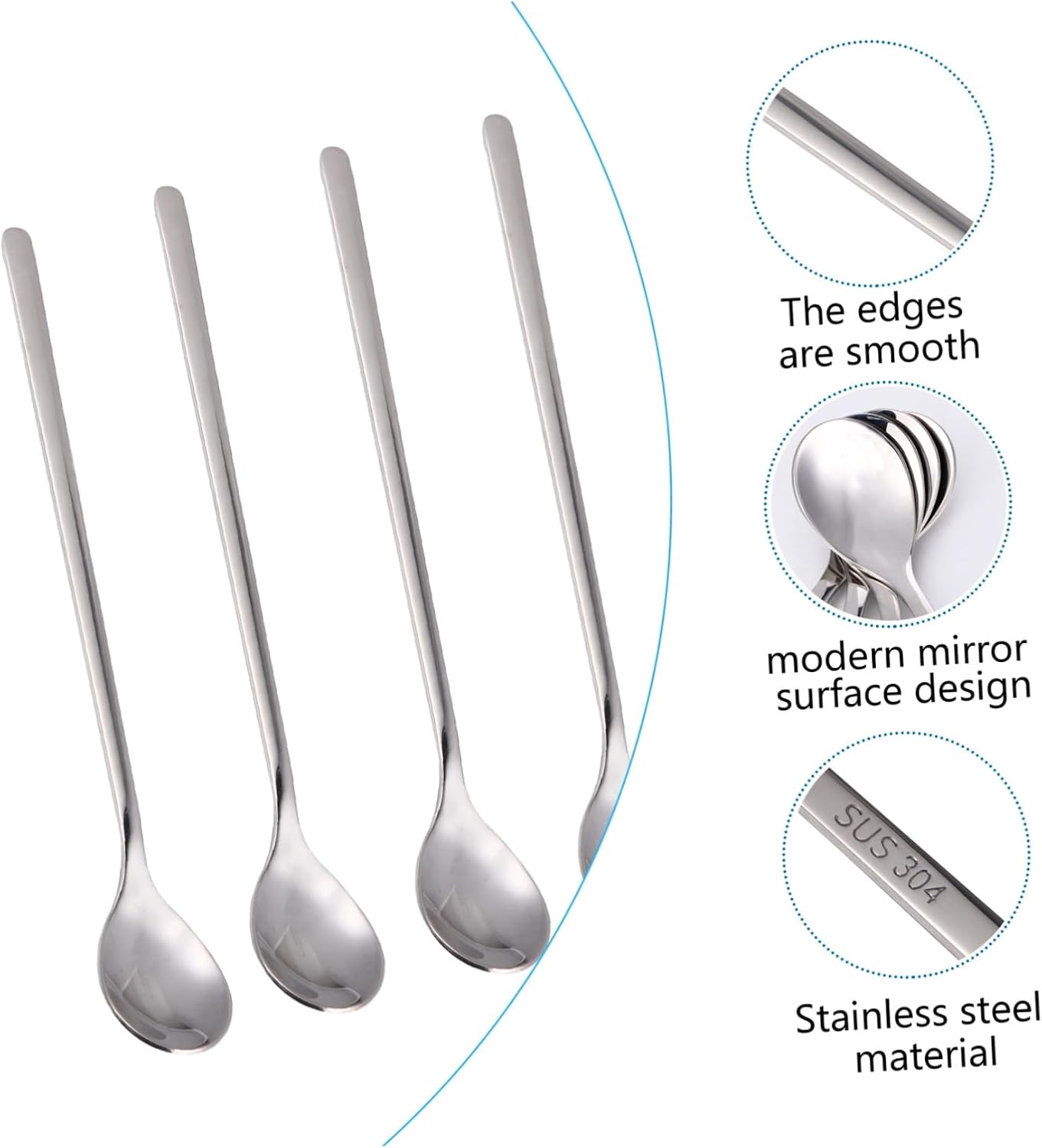 INOOMP 4Pcs Stainless Steel Dessert Spoons Small Food Spoons Coffee Stirring Utensils Resistant Ergonomic Design for Home Restaurant Bar Use
