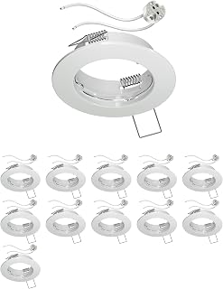 ledscom.de 12x Decken-Einbaurahmen FERE, rund, weiß glänzend (LED/Halogen/MR16/50mm) inkl. GU5.3 Fassung