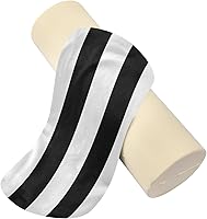 Vista 2 de Almohada redonda con funda a rayas blancas y negras para el cuello, almohada cervical, soporte de cuello de espuma viscoelástica para dormir