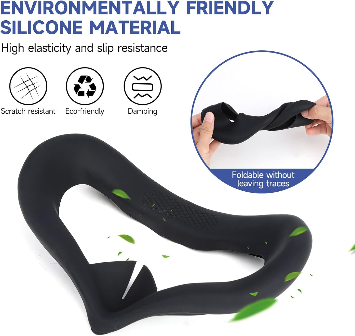 VR Face Cover and Sweat Band Compatible with Meta/Oculus Quest 2 Accessories, Jawfait Sweatproof Silicone Face Pad Mask & Face Cushion for Oculus Quest 2 VR Headset, Washable Lightproof Anti-Leakage