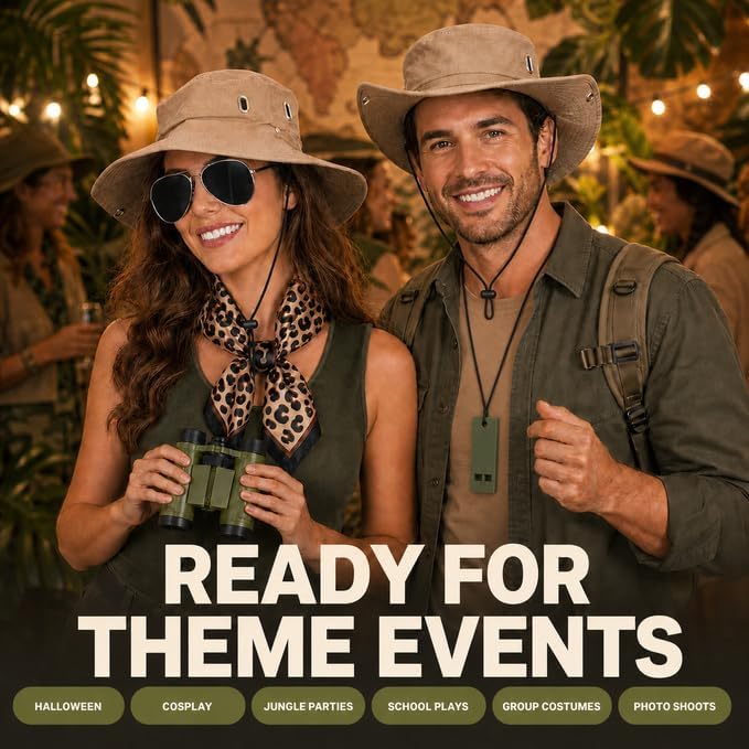 5 PCS Safari Costume Accessories for Adults, Zoo Keeper Outfit