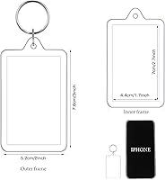 Vista 4 de Yaomiao Acrylic Photo Frame Keychain Holder Photo Picture Insert Blank Keyring for DIY Craft