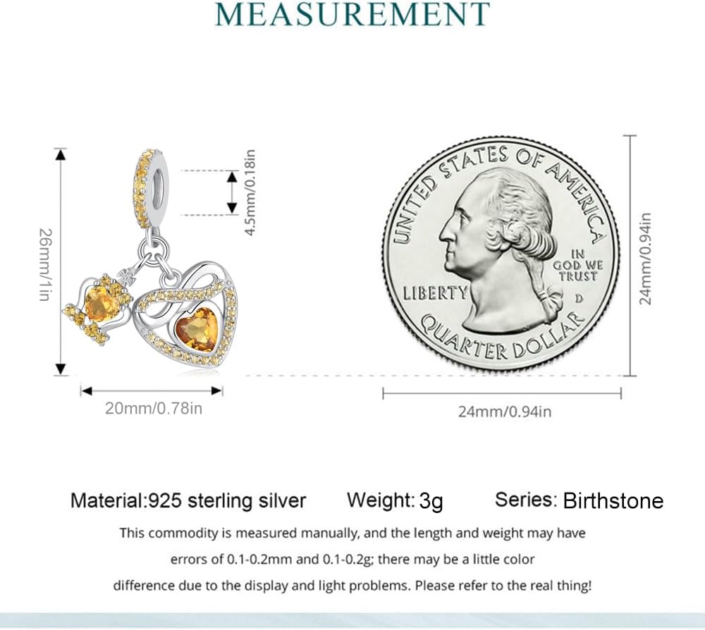 Birthstone Charms for Pandora Charms Bracelets - 925 Sterling Silver Infinity Heart Dangle Charm fit Bracelet and Necklace Birthday Jewelry Gifts For Women - Image 4