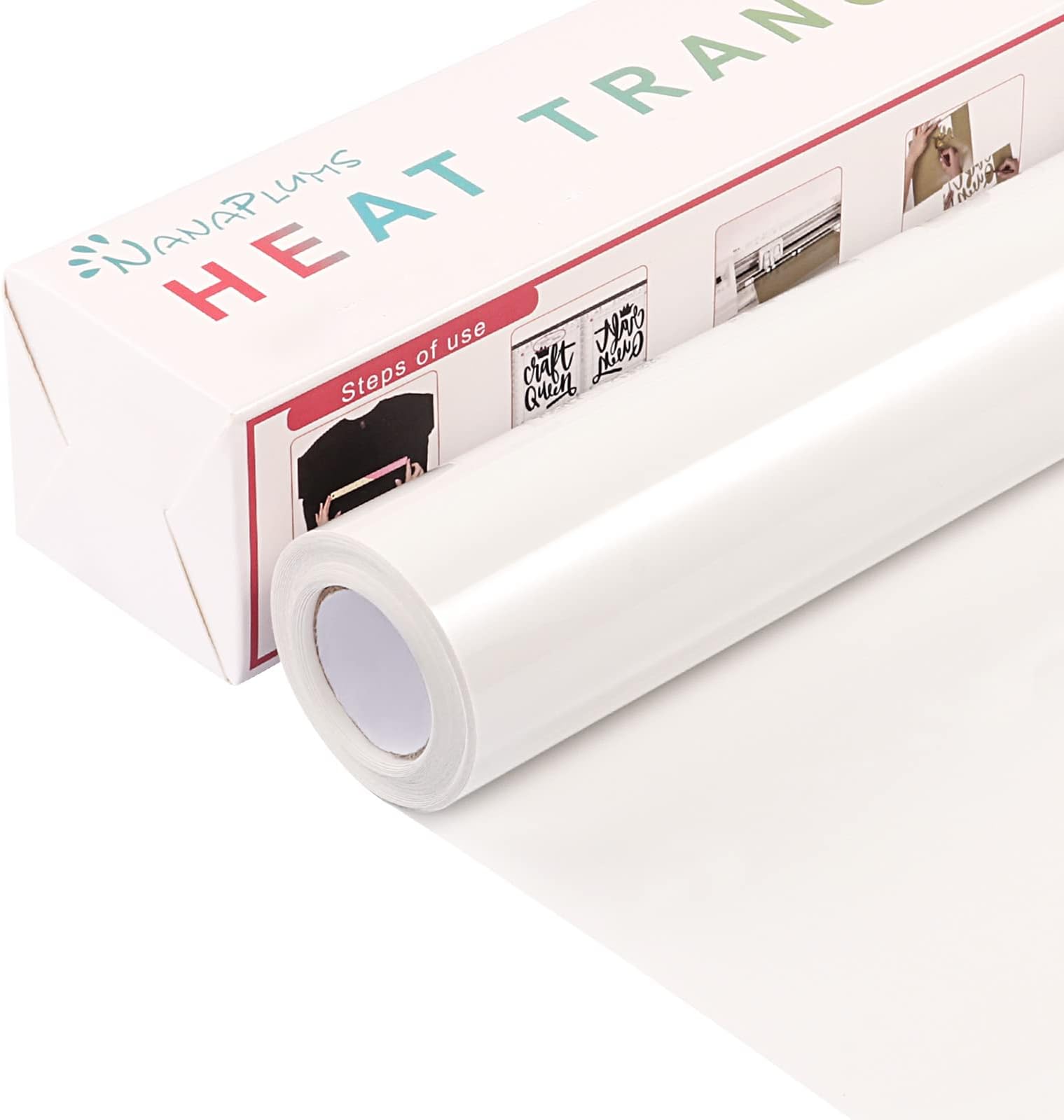 NANAPLUMS Plotter Film Textile, 30.5 cm x 4 m, Flex Film Plotter Textile, Iron-On Film for Textiles, Transfer Film for Iron-On DIY T-Shirt, Fabrics (White)