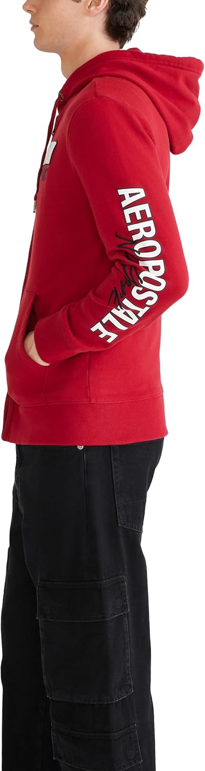 AEROPOSTALE mens Aero Logo Full Zip Hoodie- Left Chest - Image 3