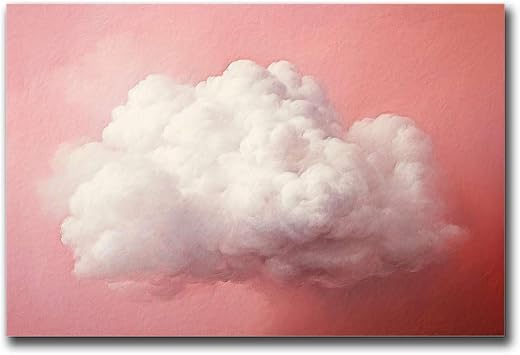 Wall Art Canvas Print Pink Cloud Print Minimalist Wall Art Abstract Cloud Art Print Girly Apartment Decor Living Room Artwork Bedroom Poster Bedroom Kitchen Office Home Wall Decor 20x30inch without Frame