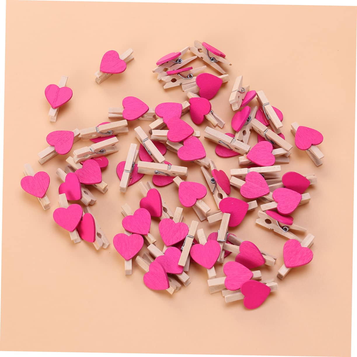 Cabilock 300 Piezas Clip De Fotos De Madera Pinzas De Ropa De Madera Titular De La Foto del Corazón Clip De Foto De San Valentin Clavijas De Madera para Manualidades Clip De Uñas Amar Bambú