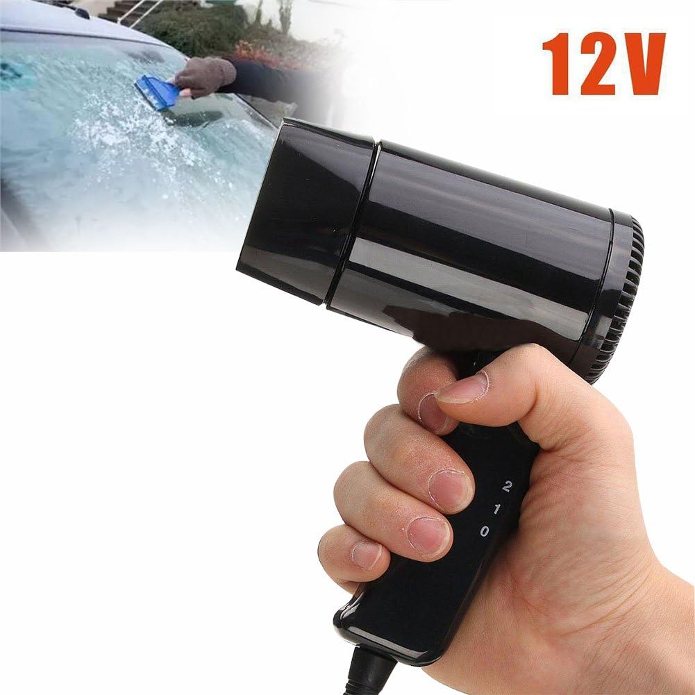 MiaZhou Portable 12V Hot & Cold Travel Car Folding Camping Hair Dryer Window Defroster