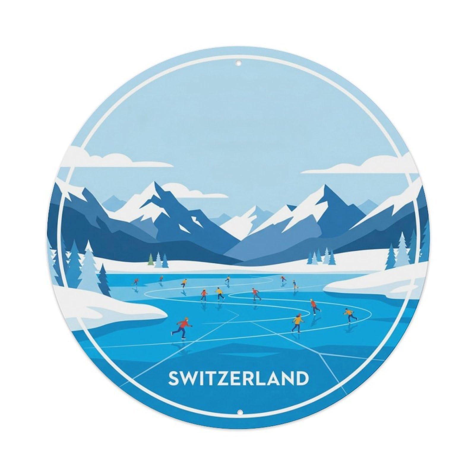 Saint Moritz Lake Swiss Alps Retro Travel Metal Tin Sign