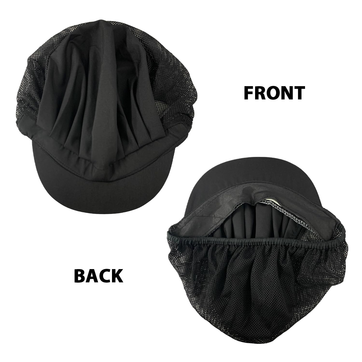 2 gorros de media malla de cocinero, gorro de chef ajustable, a prueba de polvo y humo de aceite, para catering, unisex, adecuado para cocina, restaurante, cocina, Negro , L