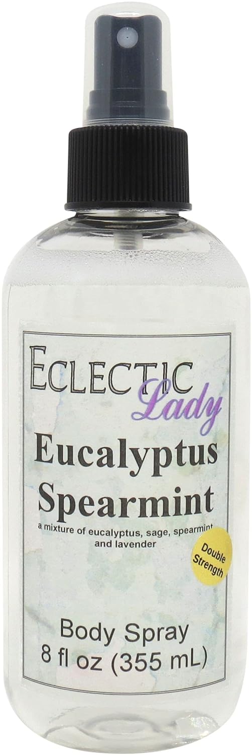 Eclectic Lady Eucalyptus Spearmint Body Spray, Double Strength, 8 ounces, Body Mist for Women with Clean, Light & Gentle Fragrance, Cologne with Soft, Subtle Aroma For Daily Use